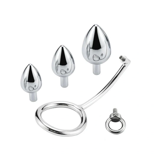Steel with Cock Ring Anal Hook Set 4663 Stainless DiscreetChoice 1213